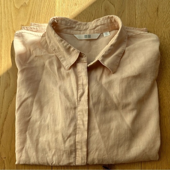 SALE ⬇️ Uniqlo Linen Blend 3/4 Sleeve Pink Shirt - XS - Picture 8 of 11